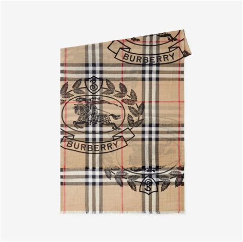 burberry gauze|Check Wool Silk Scarf in Archive beige .